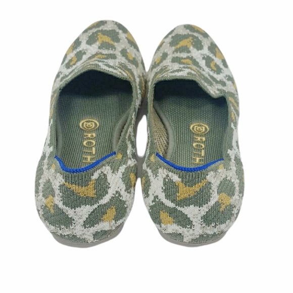 Rothy's Smoke Spot Loafer Round Toe Olive Camel Animal Print Flats Size 7.5 - Picture 9 of 12
